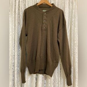Vintage Military 100 Percent Wool Sweater. Mitts Nitts Inc. Khaki brown.